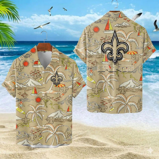 VIRAL EDITION  - NEW CUSTOMIZED NFL24 NOS NEW ORLEANS SAINTS UNISEX INDEPENDENCE DAY HAWAIIAN SHIRT & SHORTS SET