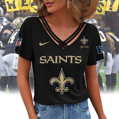[SPECIAL OFFER] NEW CUSTOMIZED NFL24 NOS NEW ORLEANS SAINTS V-NECK SHIRT