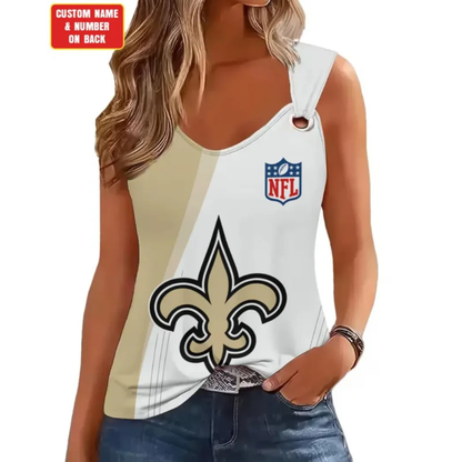 [SPECIAL OFFER] NEW CUSTOMIZED NFL24 NOS NEW ORLEANS SAINTS O-RING SHOULDER TANK TOP