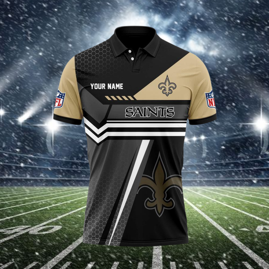 LIMITED EDITION - NEW CUSTOMIZED NFL24 NOS NEW ORLEANS SAINTS POLO SHIRT