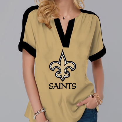 LIMITED EDITION - NEW CUSTOMIZED NFL24 NOS NEW ORLEANS SAINTS V-NECK FEMALE SHIRT