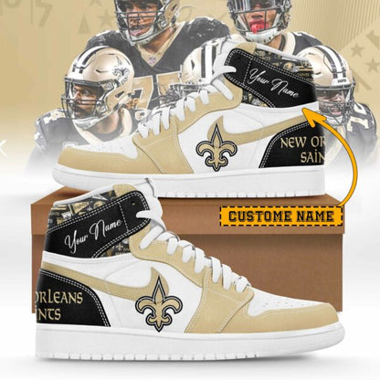 LIMITED EDITION - NEW CUSTOMIZED NFL24 NOS NEW ORLEANS SAINTS AIR JORDAN SNEAKERS
