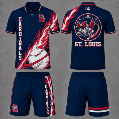 [FLASH SALE] NEW CUSTOMIZED MLB24 SLC ST. LOUIS CARDINALS POLO SHIRT & SHORT PANTS SET