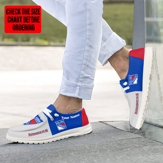 [SUPER SALE] NEW CUSTOMIZED NHL24 NYR NEW YORK RANGERS PREMIUM LOAFER SHOES