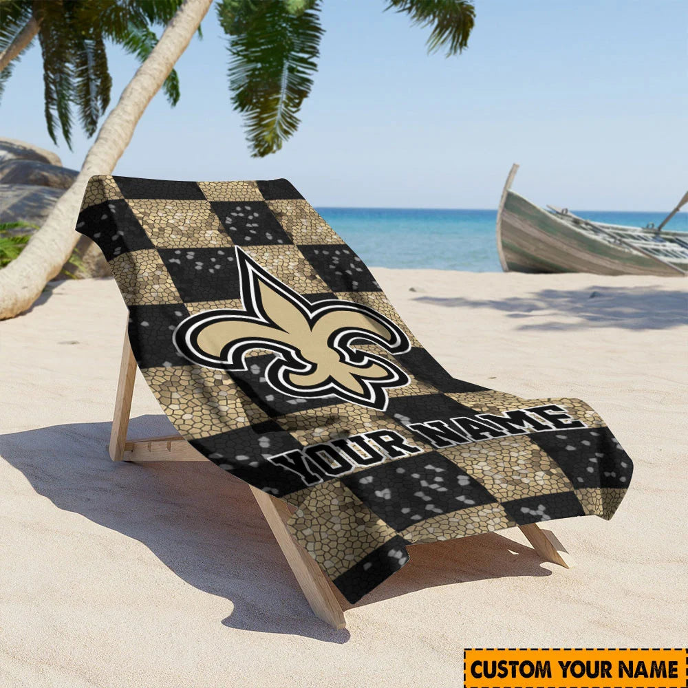 LIMITED EDITION - NEW CUSTOMIZED NFL24 NOS NEW ORLEANS SAINTS BEACH TOWEL