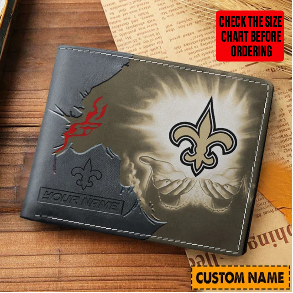 LIMITED EDITION - NEW CUSTOMIZED NFL24 NOS NEW ORLEANS SAINTS LEATHER WALLET