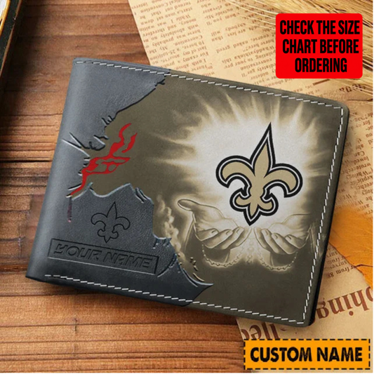 LIMITED EDITION - NEW CUSTOMIZED NFL24 NOS NEW ORLEANS SAINTS LEATHER WALLET