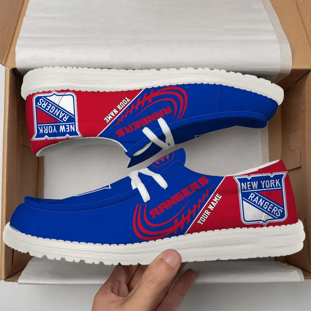[SUPER SALE] NEW CUSTOMIZED NHL24 NYR NEW YORK RANGERS PREMIUM LOAFER SHOES