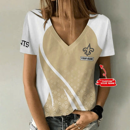 LIMITED EDITION - NEW CUSTOMIZED NFL24 NOS NEW ORLEANS SAINTS V-NECK FEMALE SHIRT