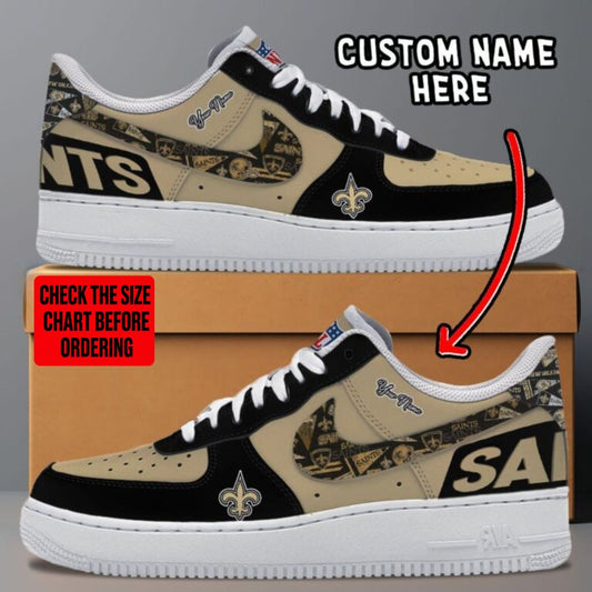LIMITED EDITION - NEW CUSTOMIZED NFL24 NOS NEW ORLEANS SAINTS AF1 SNEAKERS