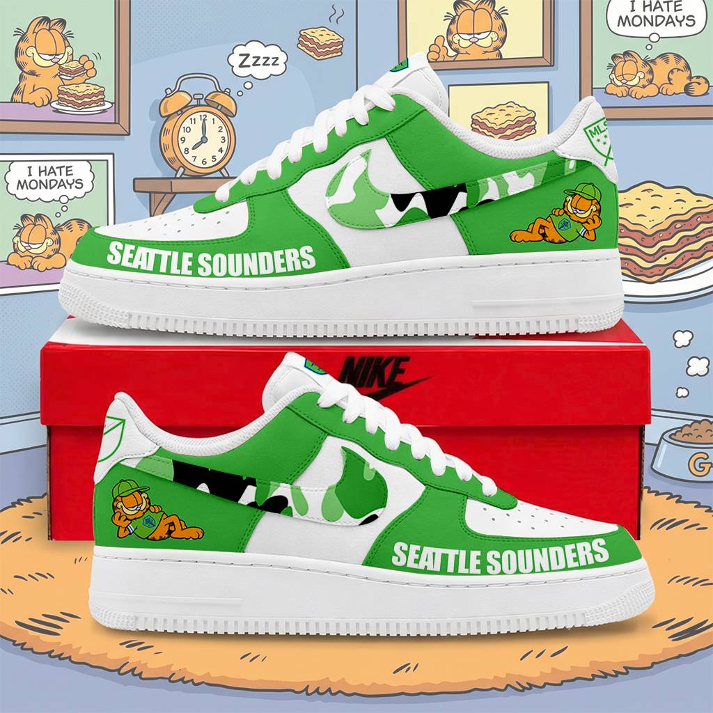 FINAL SALE - NEW CUSTOMIZED MLS24 SSF ST SOUNDERS x GARFIELD AF1 SNEAKERS