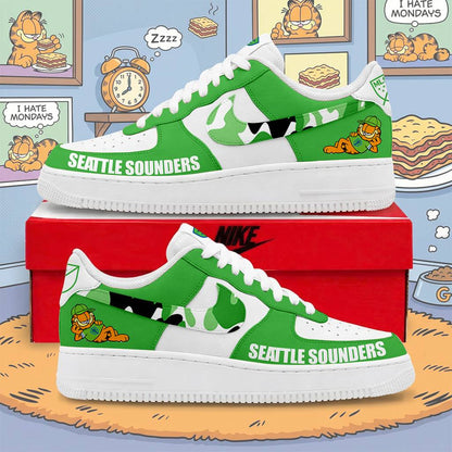 FINAL SALE - NEW CUSTOMIZED MLS24 SSF ST SOUNDERS x GARFIELD AF1 SNEAKERS