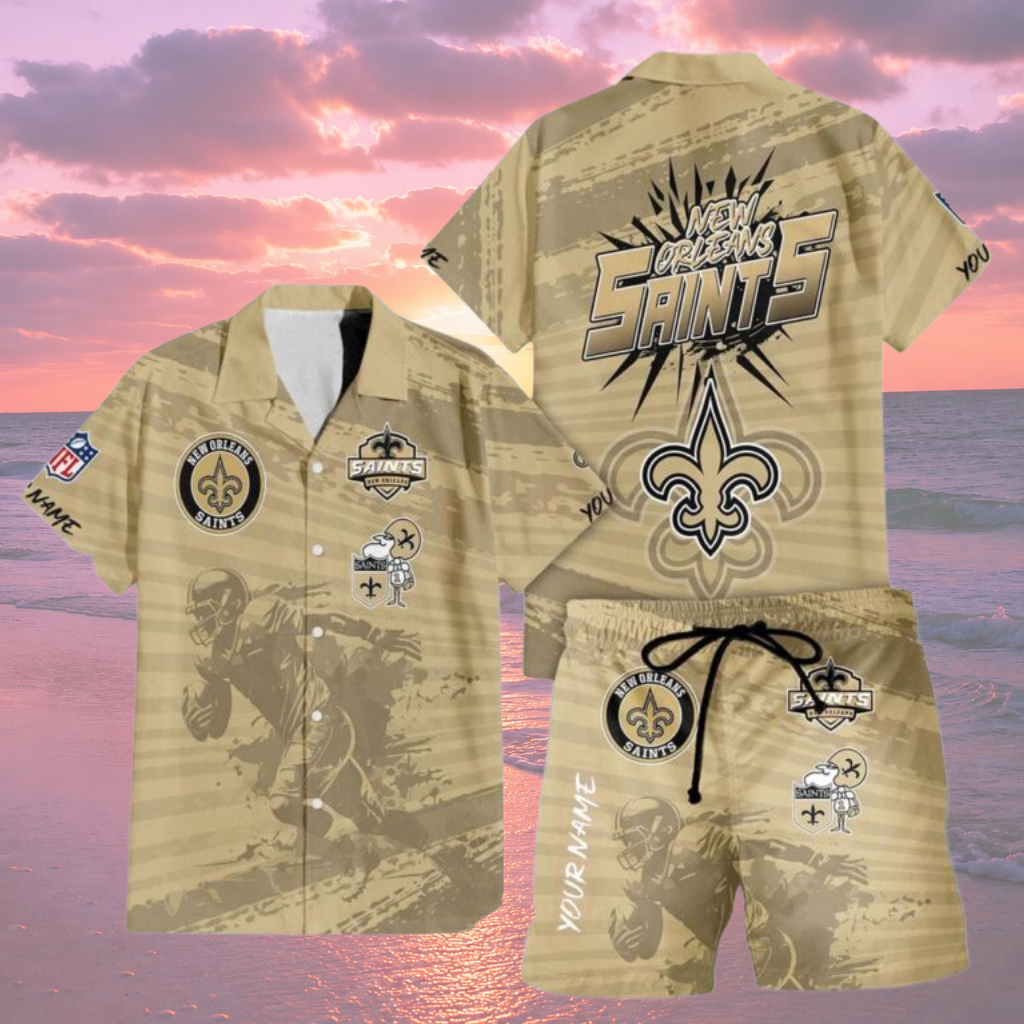 LIMITED EDITION  - NEW CUSTOMIZED NFL24 NOS NEW ORLEANS SAINTS UNISEX HAWAIIAN SHIRT & SHORTS SET