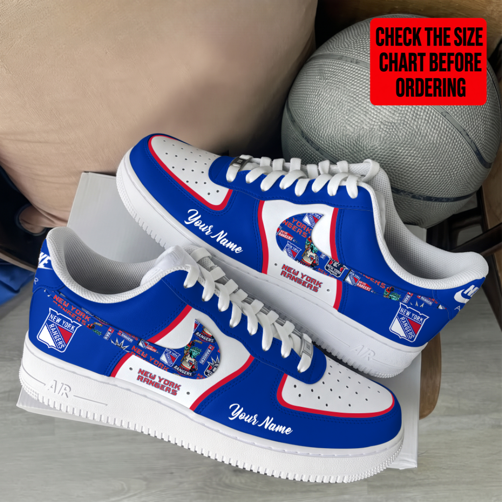 LIMITED EDITION - NEW CUSTOMIZED NHL24 NYR NEW YORK RANGERS AF1 SHOES