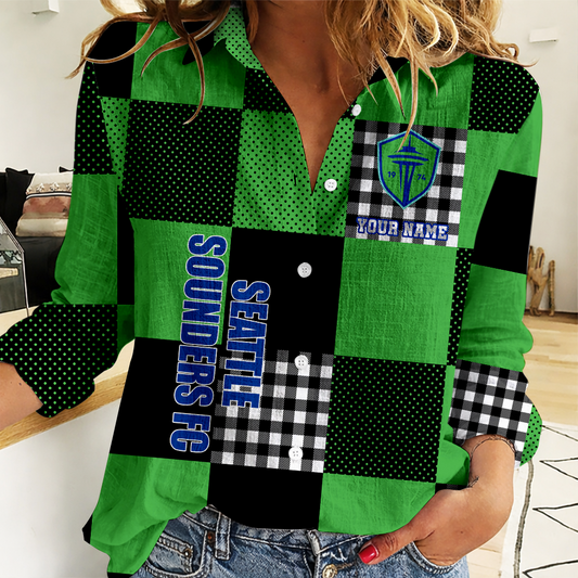 LIMITED EDITION - NEW CUSTOMIZED MLS24 SSF ST SOUNDERS WOMEN CASUAL SHIRT