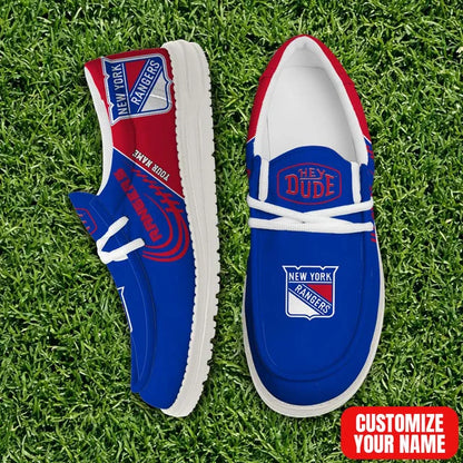[SUPER SALE] NEW CUSTOMIZED NHL24 NYR NEW YORK RANGERS PREMIUM LOAFER SHOES