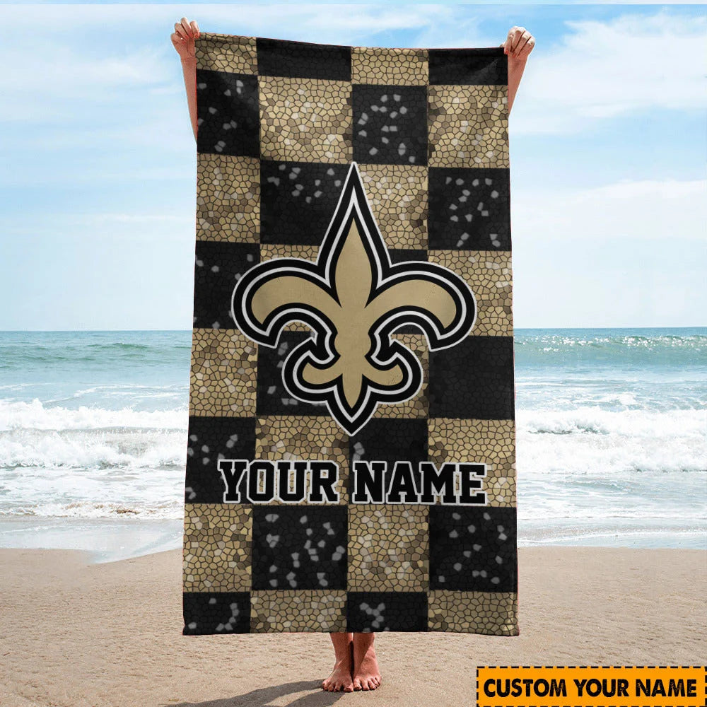 LIMITED EDITION - NEW CUSTOMIZED NFL24 NOS NEW ORLEANS SAINTS BEACH TOWEL