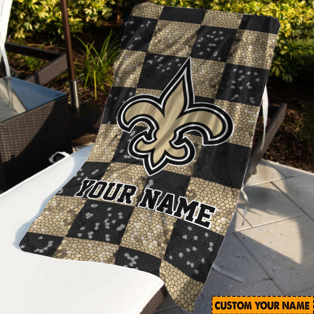 LIMITED EDITION - NEW CUSTOMIZED NFL24 NOS NEW ORLEANS SAINTS BEACH TOWEL