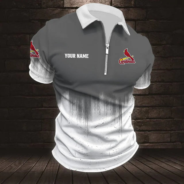 [FLASH SALE] NEW CUSTOMIZED MLB24 SLC ST. LOUIS CARDINALS ZIP POLO SHIRT