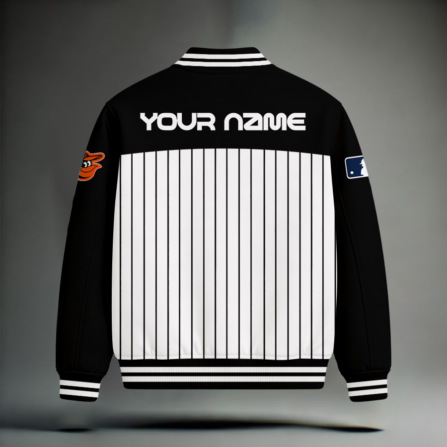 LIMITED EDITION - NEW CUSTOMIZED MLB25 BOS BALTIMORE ORIOLES SNOOPY STYLE SATIN VARSITY & BASEBALL JACKET