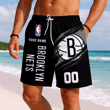 LIMITED EDITION - NEW CUSTOMIZED NBA25 BNE BROOKLYN NETS SHORT PANTS