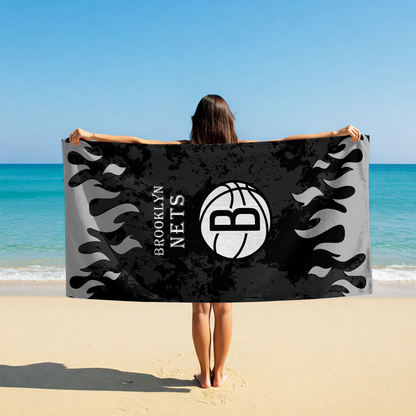 LIMITED EDITION - NEW CUSTOMIZED NBA25 BNE BROOKLYN NETS BEACH TOWEL FOR FAN