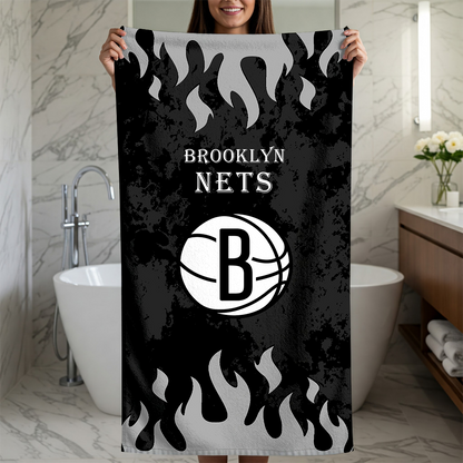 LIMITED EDITION - NEW CUSTOMIZED NBA25 BNE BROOKLYN NETS BEACH TOWEL FOR FAN