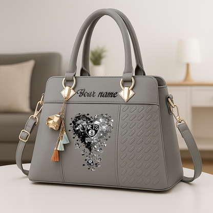 LIMITED EDITION - NEW CUSTOMIZED NBA25 BNE BROOKLYN NETS ZIP HANDBAG MULTICOLOR