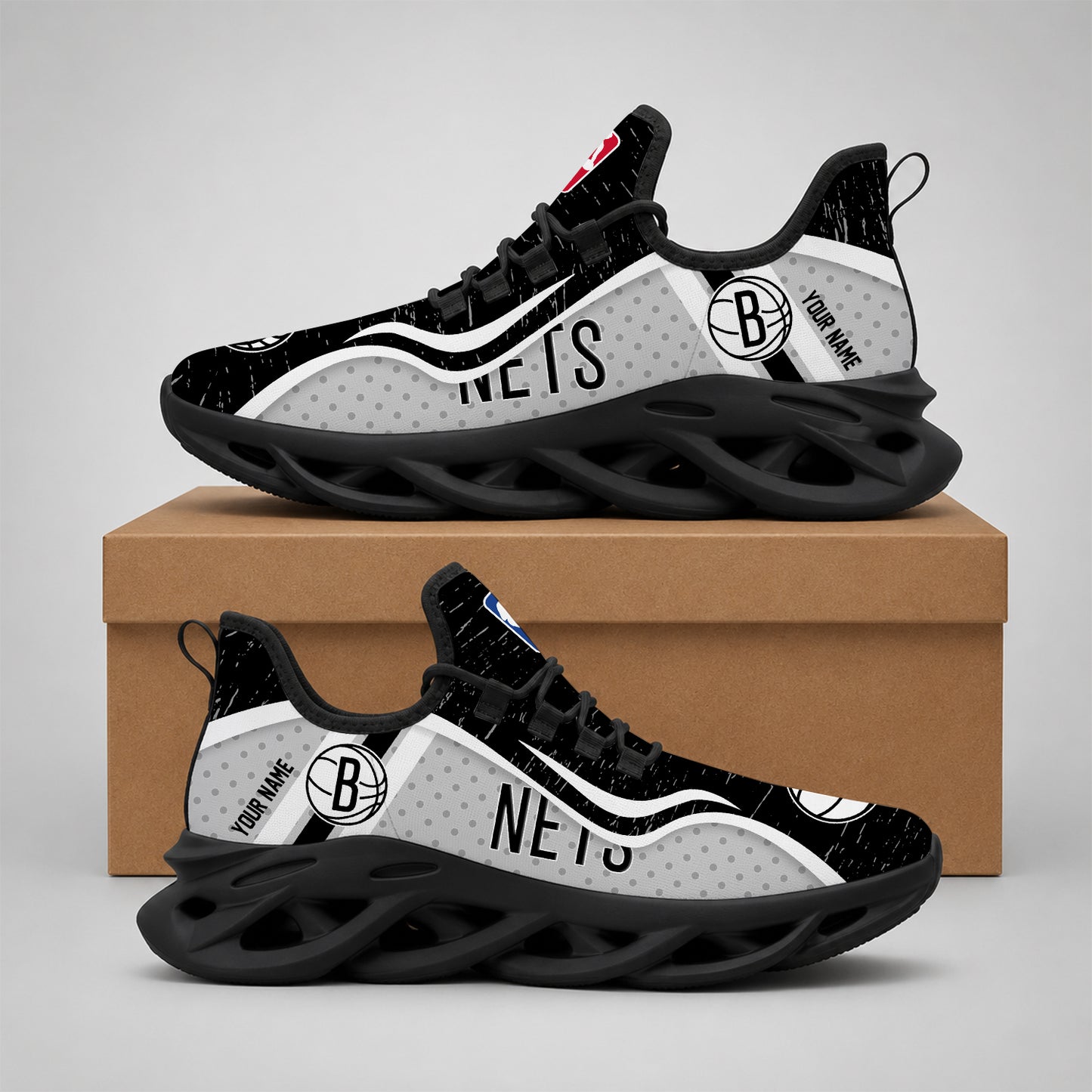 LIMITED EDITION - NEW CUSTOMIZED NBA25 BNE BROOKLYN NETS MAX SOUL SHOES
