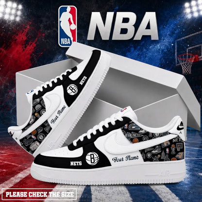 LIMITED EDITION - NEW CUSTOMIZED NBA25 BNE BROOKLYN NETS AF1 SHOES