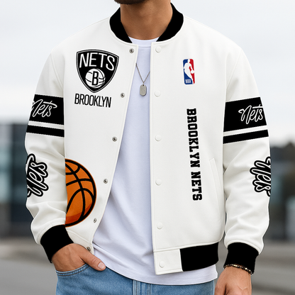 LIMITED EDITION - NEW CUSTOMIZED NBA25 BN BROOKLYN NETS BASEBALL JACKET