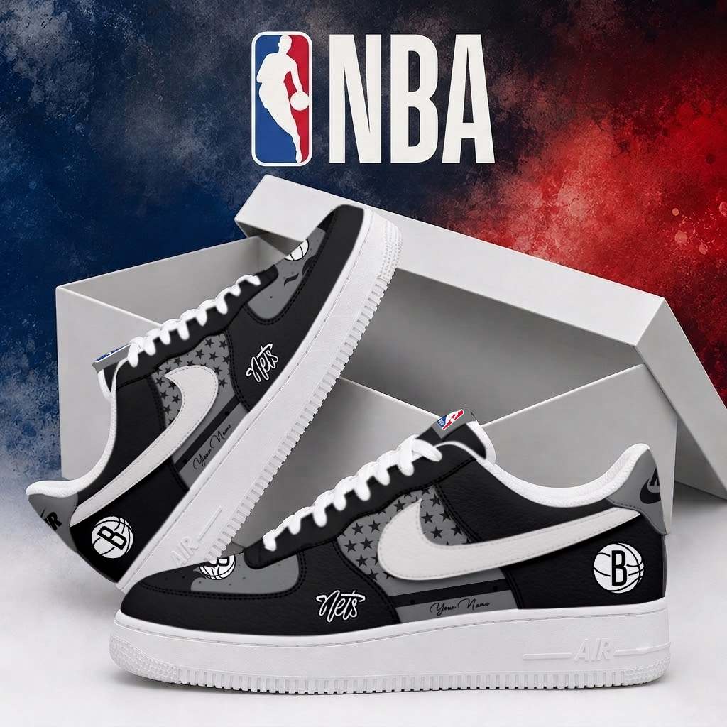 LIMITED EDITION - NEW CUSTOMIZED NBA25 BNE BROOKLYN NETS AF1 SHOES