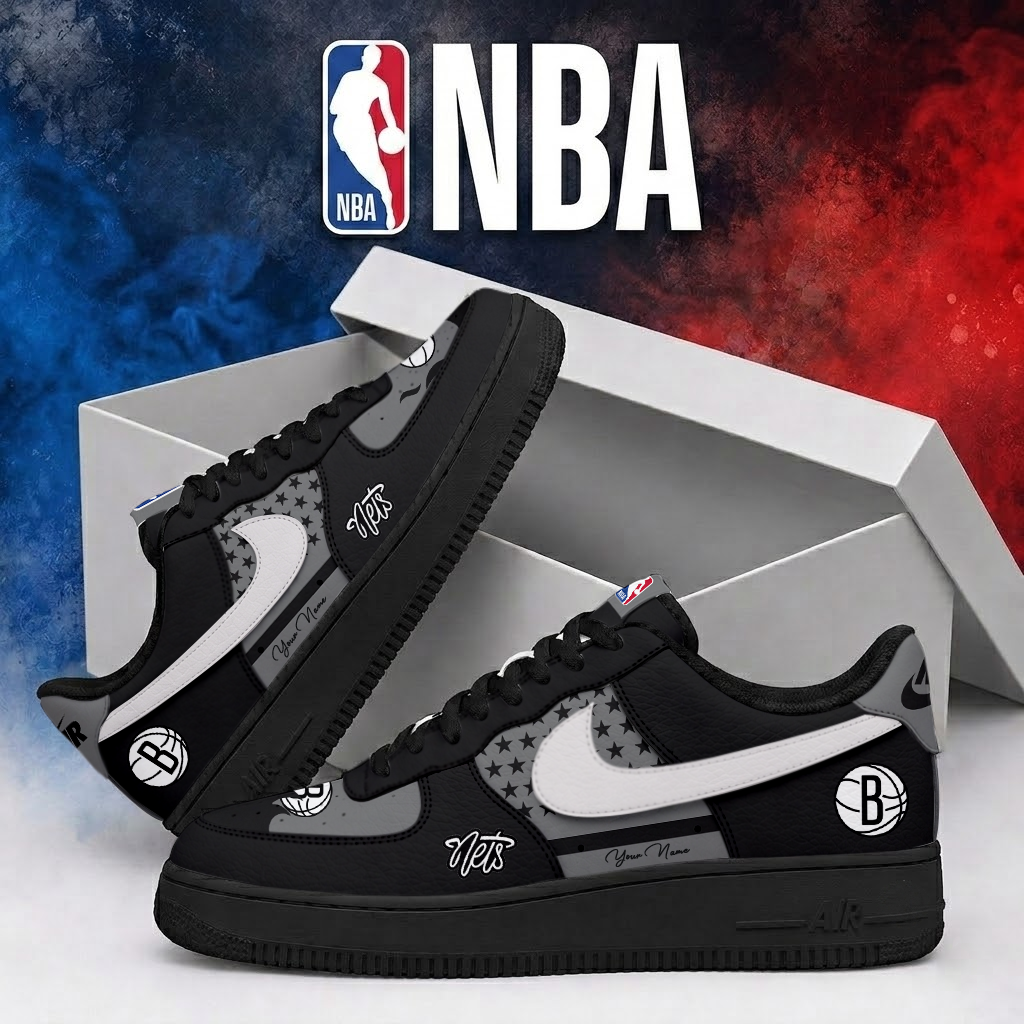 LIMITED EDITION - NEW CUSTOMIZED NBA25 BNE BROOKLYN NETS AF1 SHOES