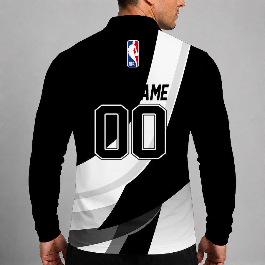 [HOT DEAL] NEW CUSTOMIZED NBA25 BNE BROOKLYN NETS MEN LONG SLEEVE POLO