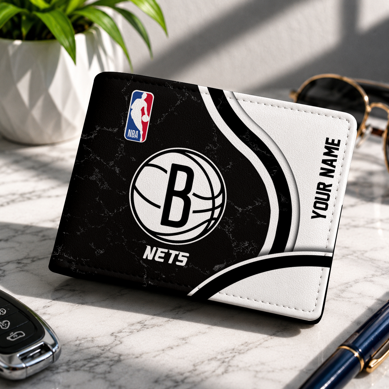 VIRAL EDITION - NEW CUSTOMIZED NBA25 BNE BROOKLYN NETS LEATHER WALLET