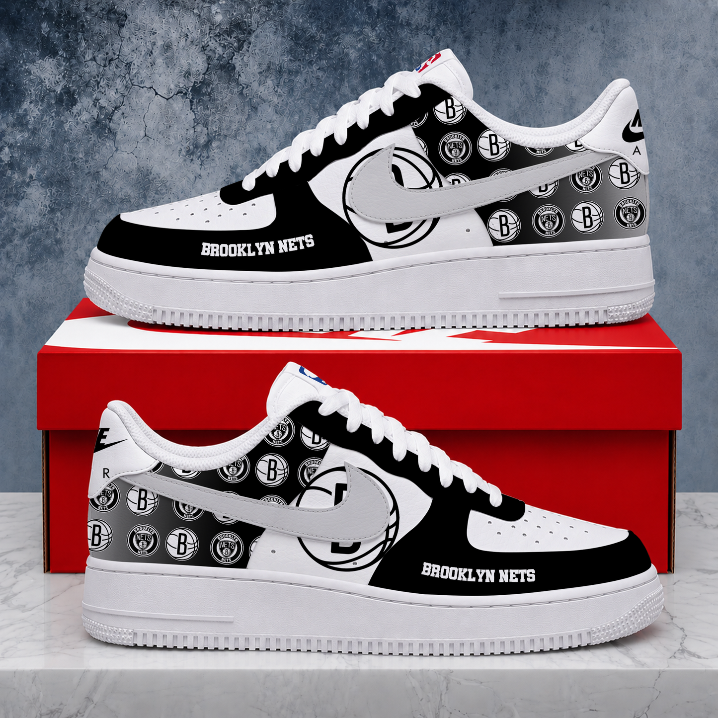 LIMITED EDITION - NEW CUSTOMIZED NBA25 BNE BROOKLYN NETS AF1 SNEAKERS