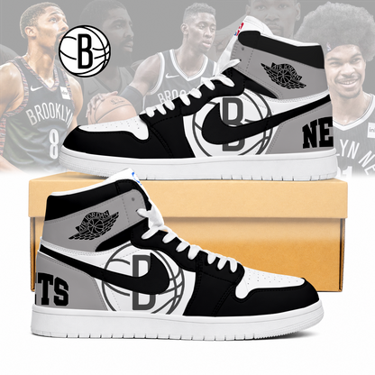 LIMITED EDITION - NEW CUSTOMIZED NBA25 BNE BROOKLYN NETS AIR JORDAN SNEAKERS