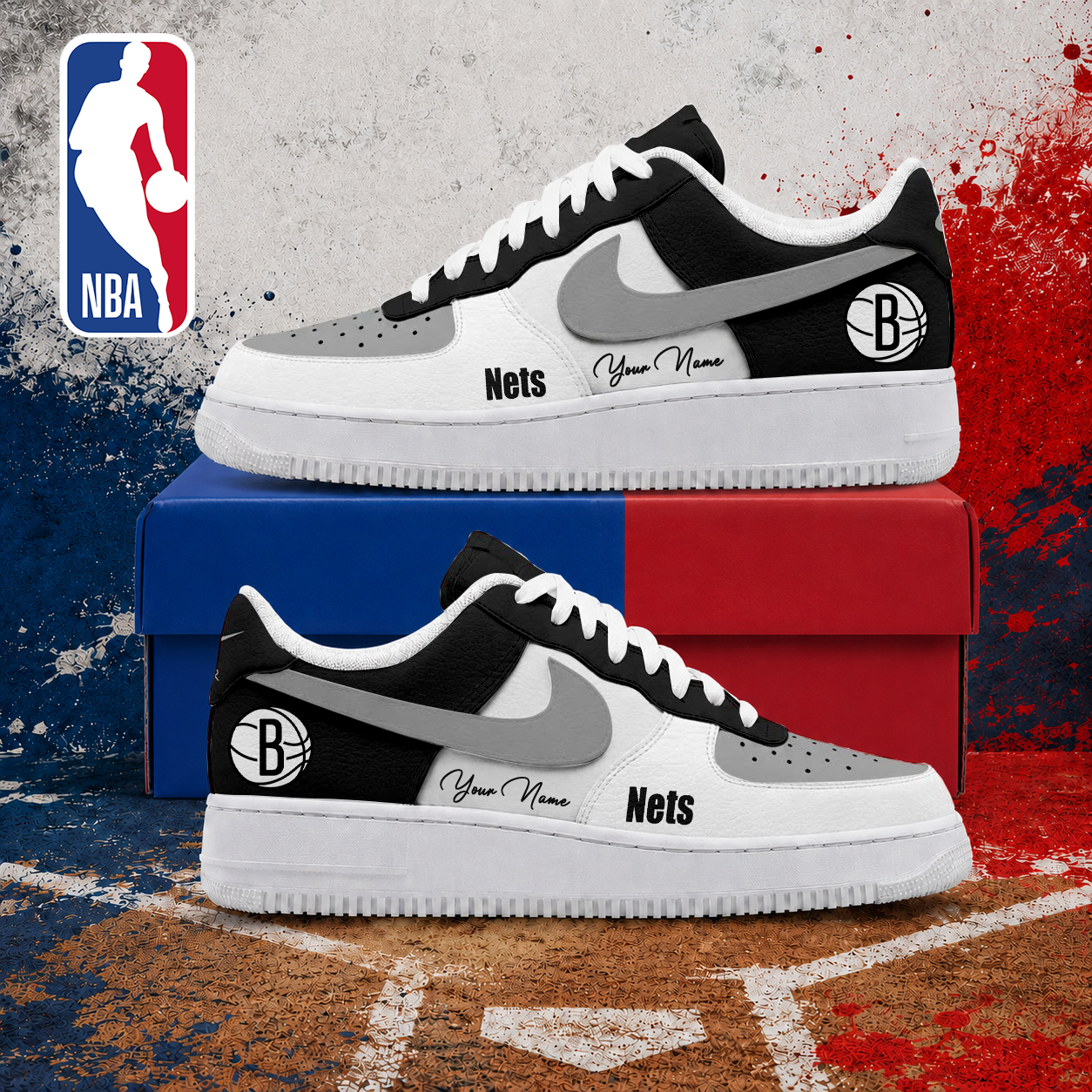 MEGA SALE - NEW CUSTOMIZED NBA25 BNE BROOKLYN NETS AF1 SNEAKERS