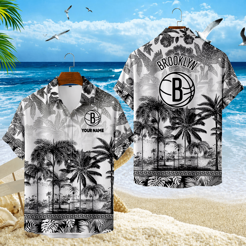 FINAL CLEARANCE - NEW CUSTOMIZED NBA25 BNE BROOKLYN NETS UNISEX HAWAIIAN SHIRT