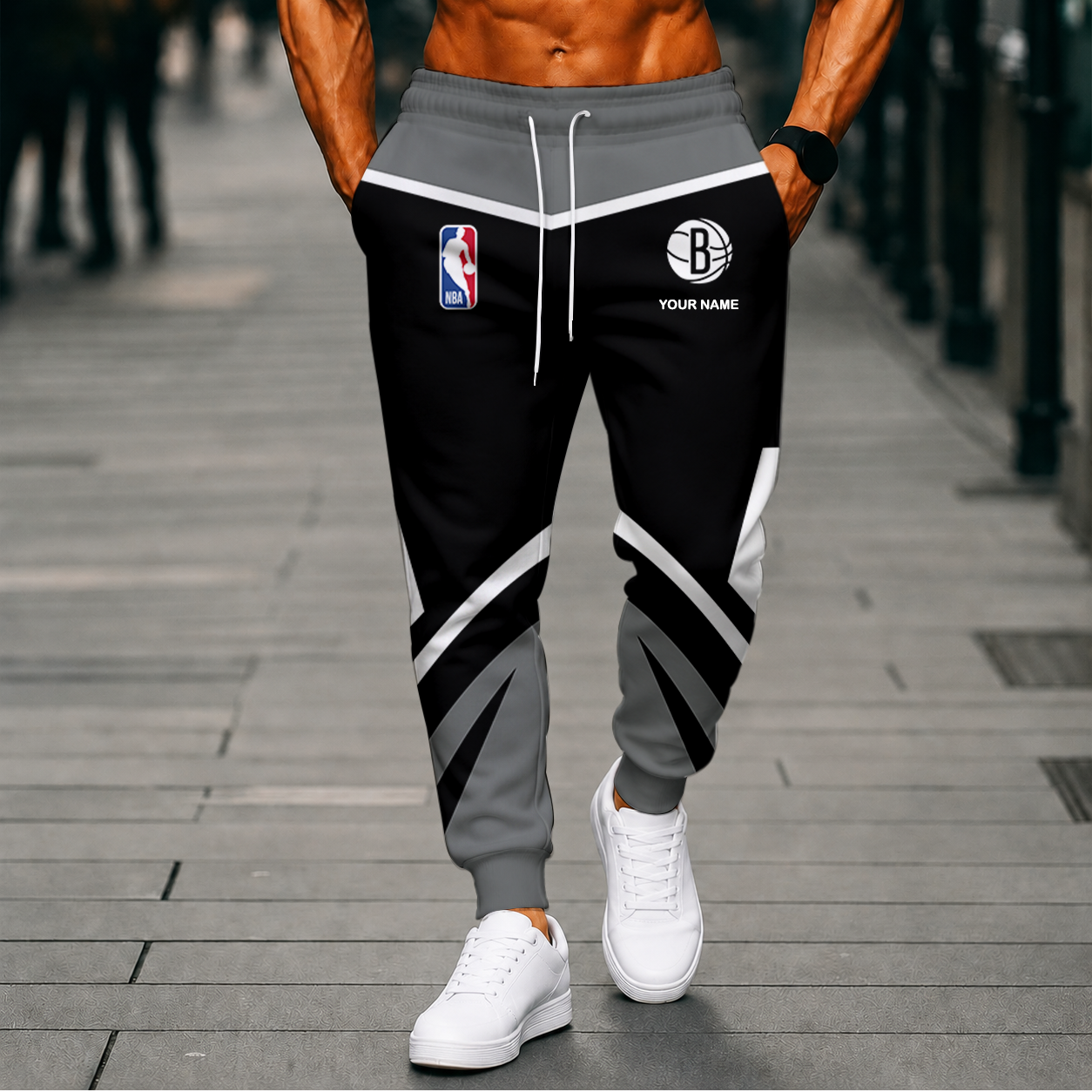 LIMITED EDITION - NEW CUSTOMIZED NBA25 BNE BROOKLYN NETS SWEATPANTS