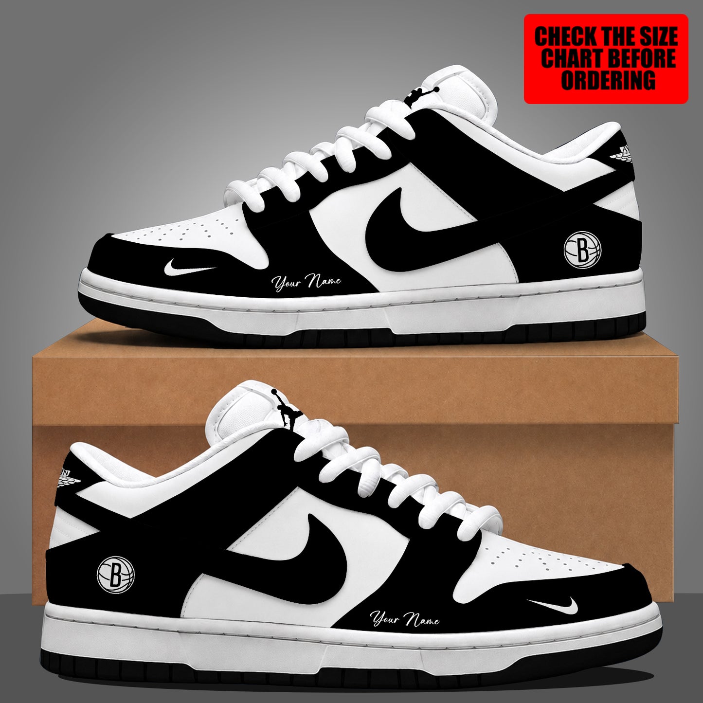 [HOT DEAL] NEW CUSTOMIZED NBA25 BNE BROOKLYN NETS DUNK LOW SHOES