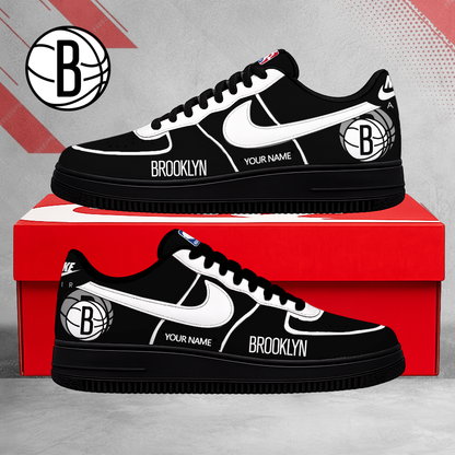 LIMITED EDITION - NEW CUSTOMIZED NBA25 BNE BROOKLYN NETS AF1 SNEAKERS