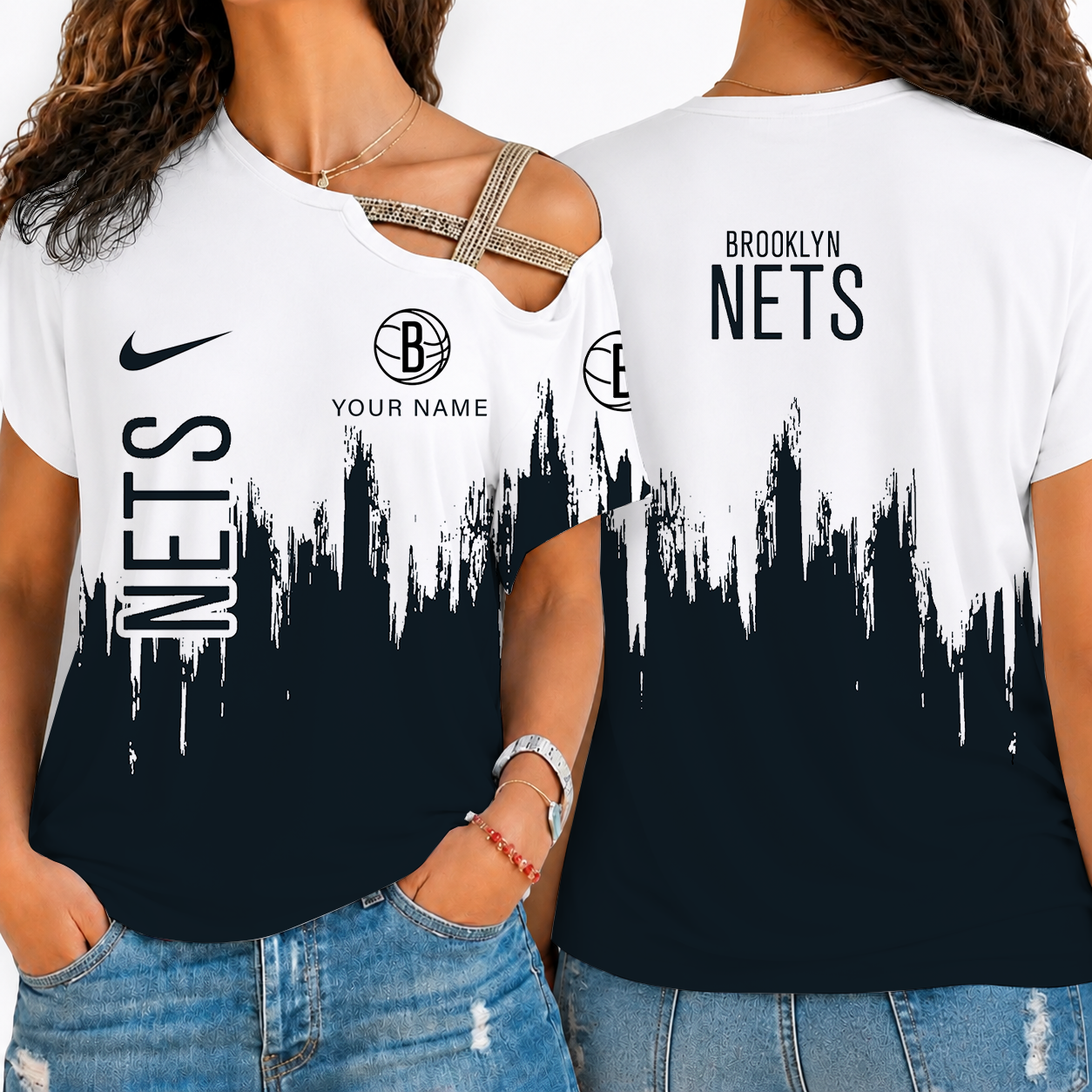 [HOT DEAL] NEW CUSTOMIZED NBA25 BNE BROOKLYN NETS SHOULDER SHIRT