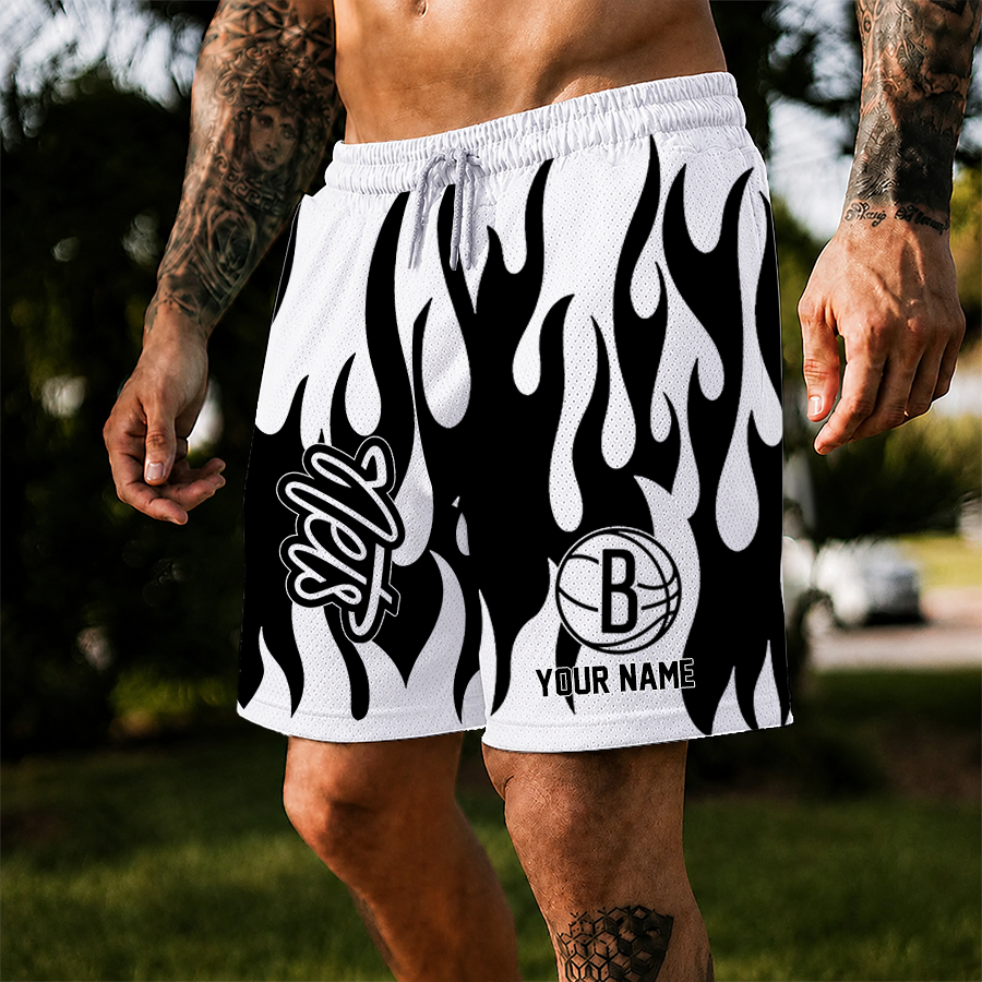 [HOT DEAL] NEW CUSTOMIZED NBA25 BNE BROOKLYN NETS SHORT PANTS