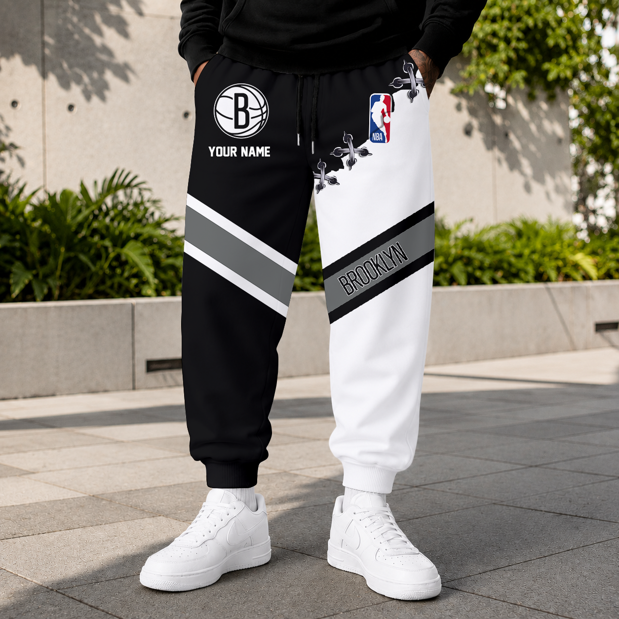 ELITE EDITION - NEW CUSTOMIZED NBA25 BNE BROOKLYN NETS SWEATPANTS