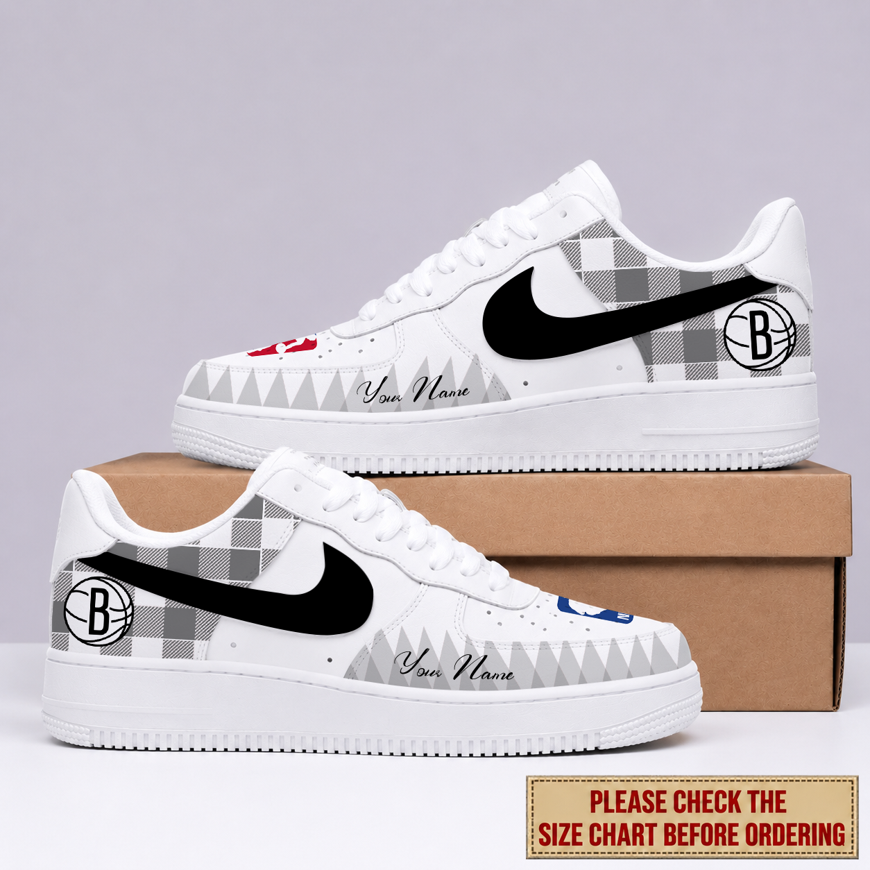 EXCLUSIVE EDITION - NEW CUSTOMIZED NBA25 BNE BROOKLYN NETS AF1 SNEAKERS