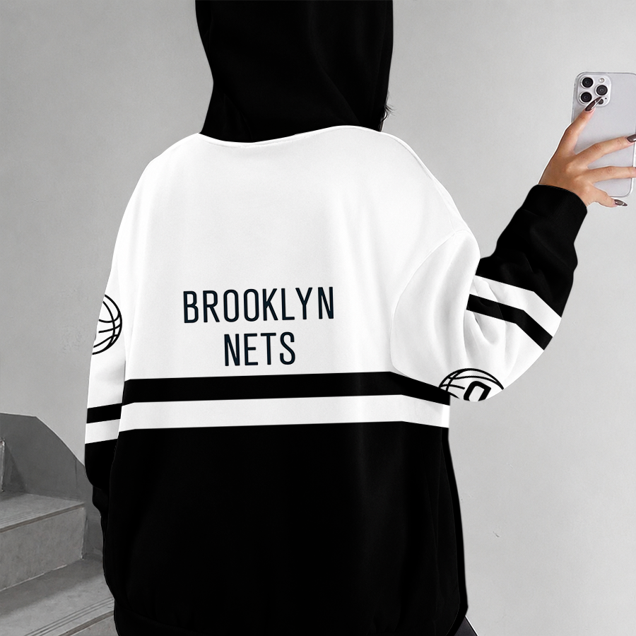 [HOT DEAL] NEW CUSTOMIZED NBA25 BNE BROOKLYN NETS ZIP HOODIE