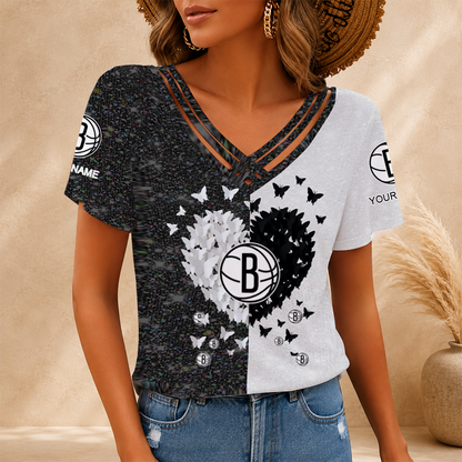 LIMITED EDITION - NEW CUSTOMIZED NBA25 BNE BROOKLYN NETS V-NECK SHIRT