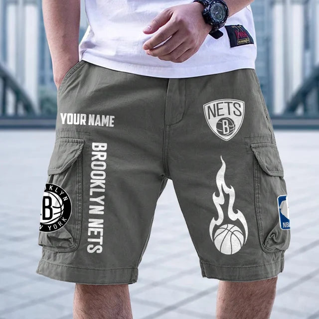 [HOT DEAL] NEW CUSTOMIZED NBA25 BNE BROOKLYN NETS CARGO SHORTS