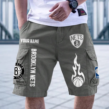 [HOT DEAL] NEW CUSTOMIZED NBA25 BNE BROOKLYN NETS CARGO SHORTS